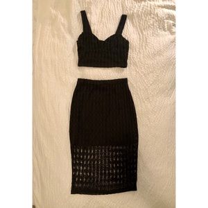 Black WAYF two-piece set - crop top and midi skirt